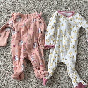 Set of 2 baby girl 0-3 month cotton sleepers